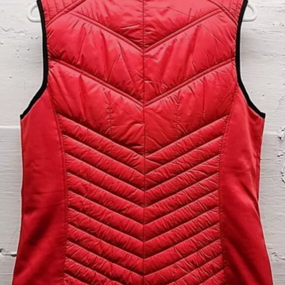 Michael Kors Women's Sharp Red Black Quilted Puffy Puffer Vest Size Large - Picture 2 of 4